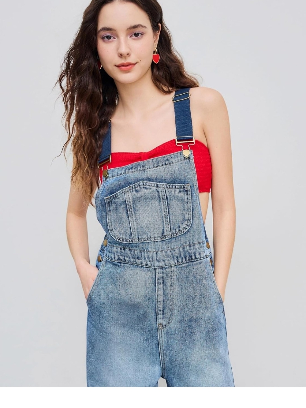 Cider Light Blue Denim Wide-Leg Overalls Jumper Jumpsuit Nwt - Picture 3 of 7